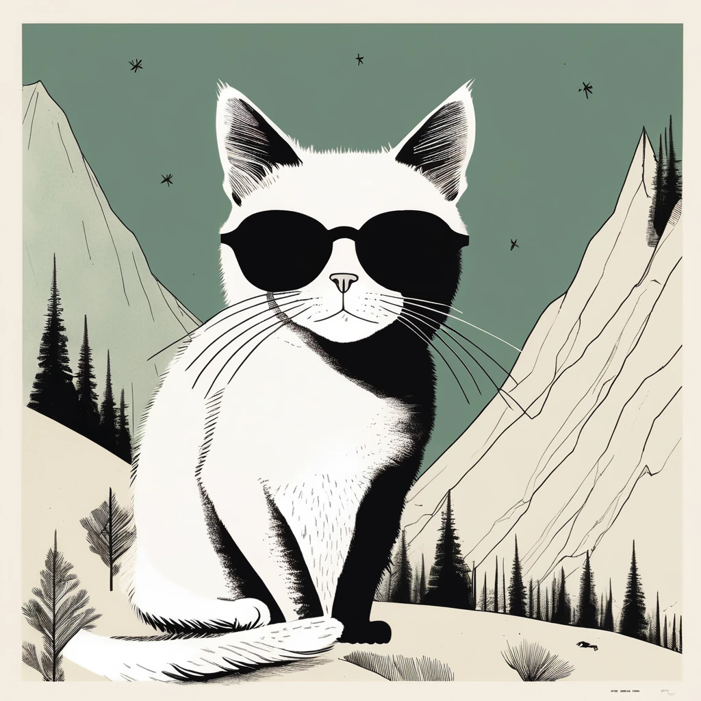 cat-like , sweet,art by Sophie Roach , art by Jon Klassen , art by Michael Cho , art by Sophie Roach、sunglasses,campimg,smoking,mountain climbing