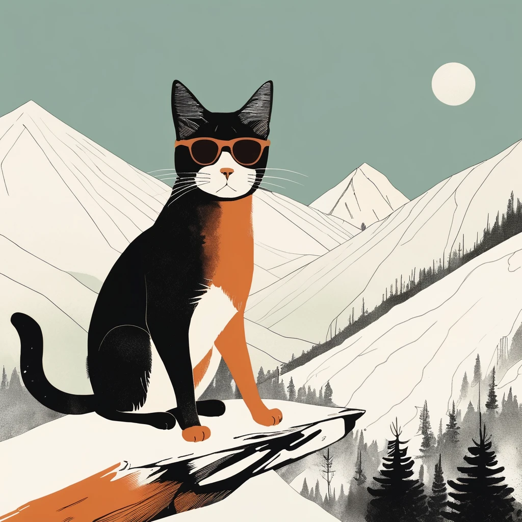 cat-like , sweet,art by Sophie Roach , art by Jon Klassen , art by Michael Cho , art by Sophie Roach、sunglasses,campimg,smoking,mountain climbing