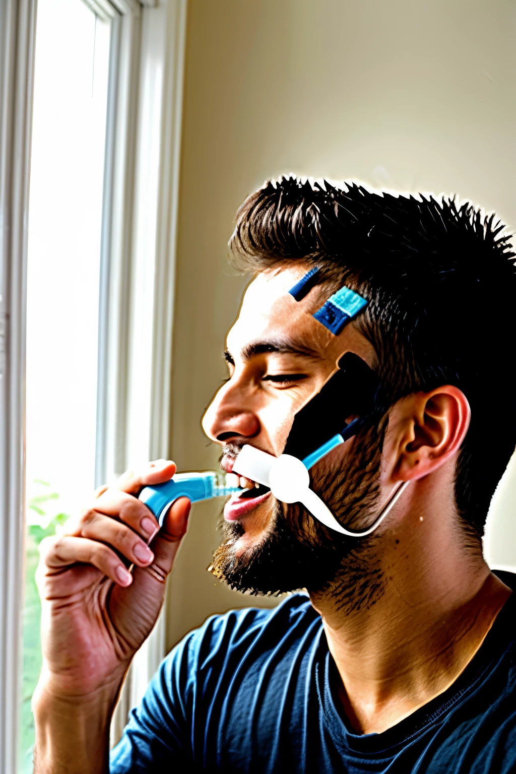 A scene of a person brushing his teeth every day