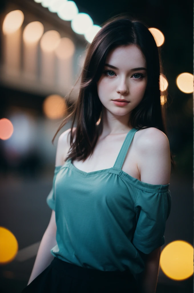 polaroid photo, night photo, photo of 24 y.o beautiful woman, pale skin, bokeh, motion blur