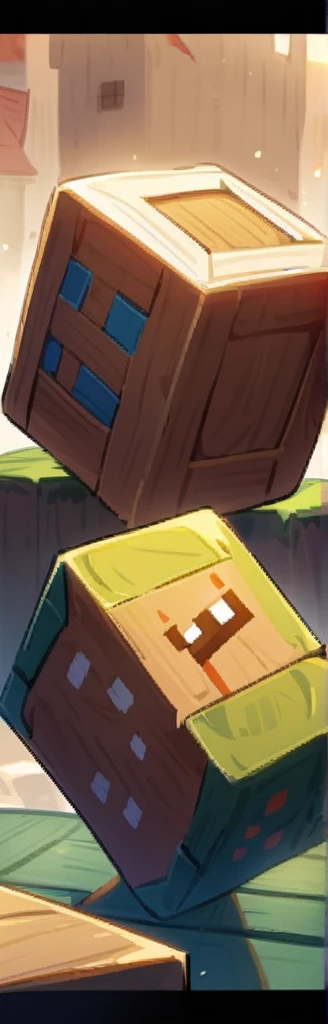 Aldeã do Minecraft, milf, square hair, Determined gaze, robust suits, negotiating with adventurers, confident stance, village of villagers, playing style (in block), naturallight, close-up.
(base the character on the jenny mod character)