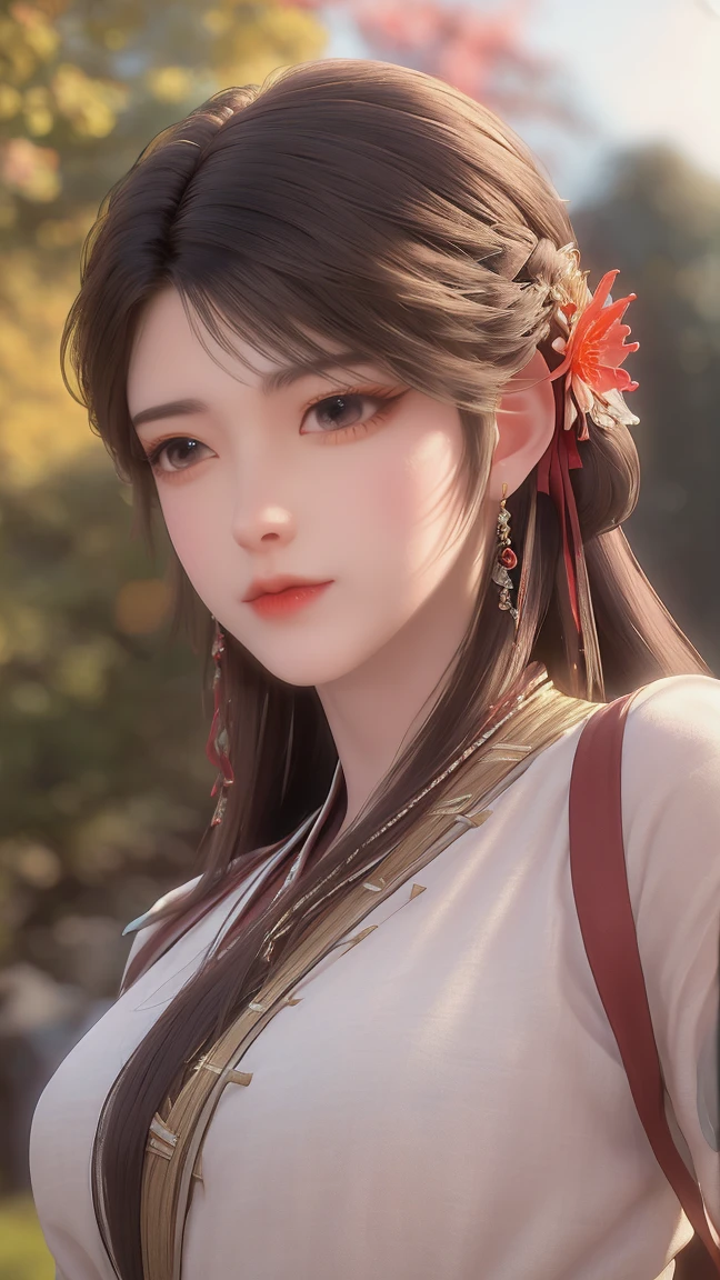 (best quality,ultra-detailed,photorealistic:1.37),vivid colors,studio lighting,beautiful detailed eyes,beautiful detailed lips,extremely detailed eyes and face,long eyelashes,portraits,black hair,confident expression,feminine,standing in a garden,soft sunlight, scenery,flower blossoms,peaceful atmosphere,artistic touch,textured brushstrokes,subtle color variations,brilliant white highlights,delicate movements,graceful pose,slight breeze,rustling leaves,sophisticated style,professional artwork,female beauty.