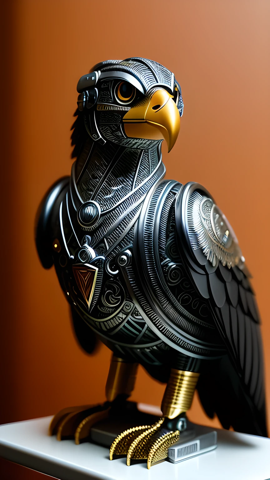 a cute eagle made out of metal, (cyborg:1.1), ([tail | detailed wire]:1.3), (intricate details), hdr, (intricate details, hyperdetailed:1.2), cinematic shot, Vignette, centered