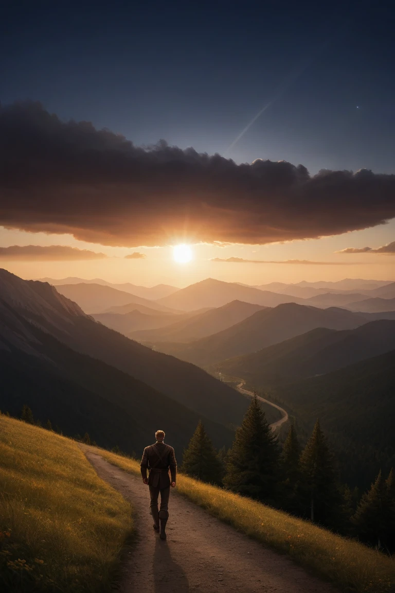 cinematic film, Realistic photograph,

A man stands in awe, gazing at the majestic mountains that tower above Aether Valley. Their peaks, shrouded in mist, seem to touch the heavens. The man is dressed in simple, earth-toned clothing, blending with the natural surroundings. His expression is one of profound respect and wonder, as if he's witnessing a sacred moment. The early morning light casts long shadows, highlighting the rugged texture of the mountains and the man's thoughtful silhouette. The air is fresh and cool, carrying the scent of pine and earth.


,shallow depth of field, vignette, highly detailed, high budget, bokeh, cinemascope, moody, epic, gorgeous, film grain, grainy, 