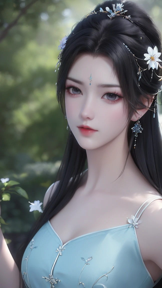 (best quality,ultra-detailed,photorealistic:1.37),vivid colors,studio lighting,beautiful detailed eyes,beautiful detailed lips,extremely detailed eyes and face,long eyelashes,portraits,black hair,confident expression,feminine,standing in a garden,soft sunlight, scenery,flower blossoms,peaceful atmosphere,artistic touch,textured brushstrokes,subtle color variations,brilliant white highlights,delicate movements,graceful pose,slight breeze,rustling leaves,sophisticated style,professional artwork,female beauty.