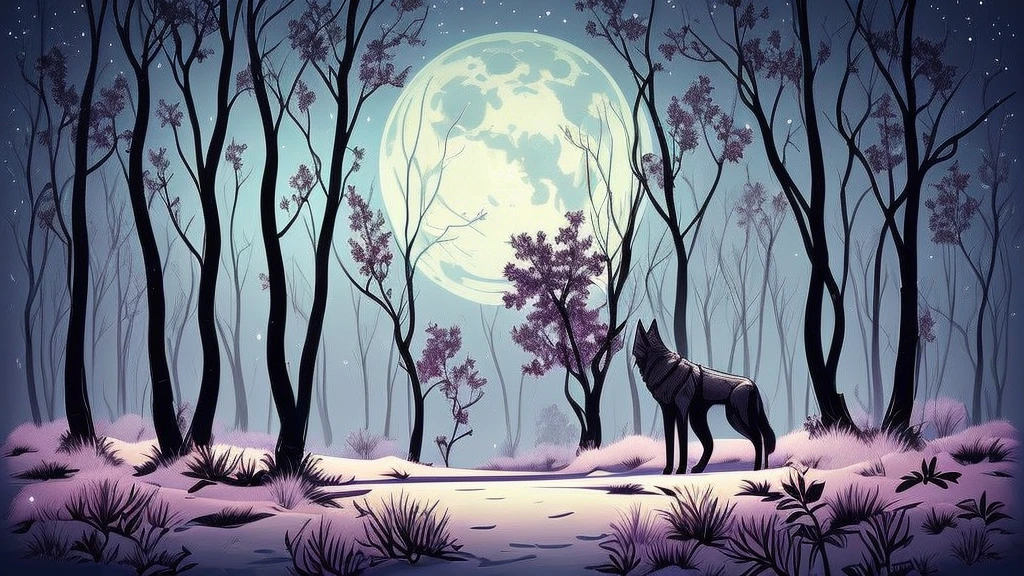 Prompt for a Wolf in a Moonlit Landscape T-shirt Design:

Create a captivating t-shirt design featuring a majestic wolf set against a backdrop of a soft pink-hued moonlit landscape. Picture the wolf standing amidst a serene and mystical forest, with the moon casting a gentle glow over the scene. The design should capture the wolf in a moment of grace and strength, its fur rendered with intricate detail to convey realism and texture. Emphasize the peaceful ambiance of the night with subtle elements like shimmering stars or wisps of mist, enhancing the mystical atmosphere. This concept blends natural beauty with a touch of dreamlike enchantment, appealing to nature lovers and those captivated by the allure of twilight landscapes. Capture the essence of tranquility and wild elegance in a design that inspires wonder and admiration.