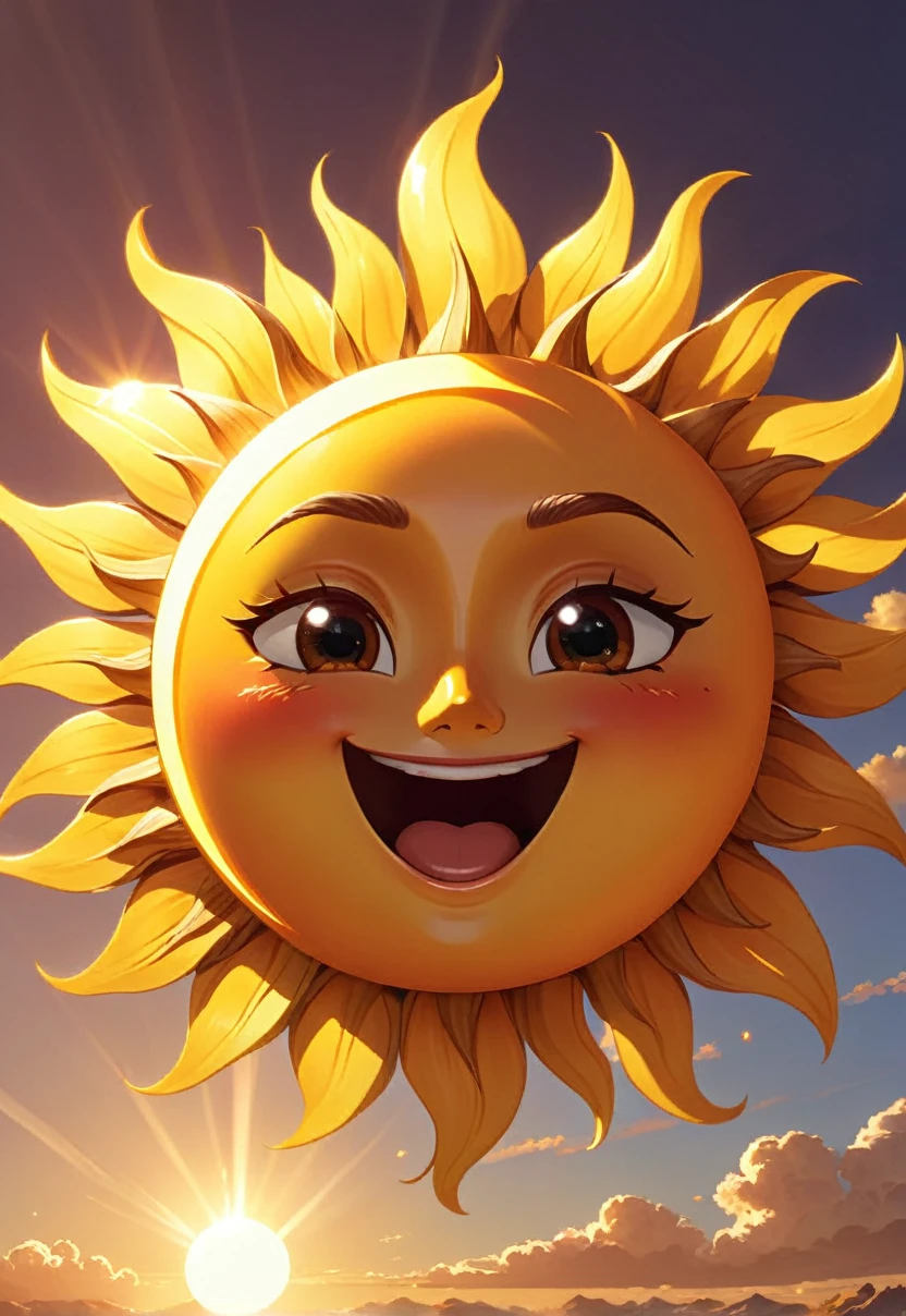 The sun as an animated character, with a face and personality.
