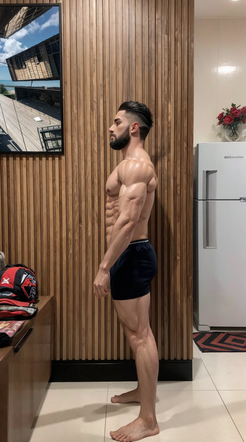 very muscular bodybuilder with well defined muscles.