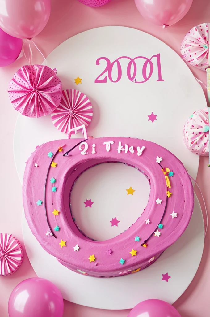Pink circle decorated for birthday with the number 20