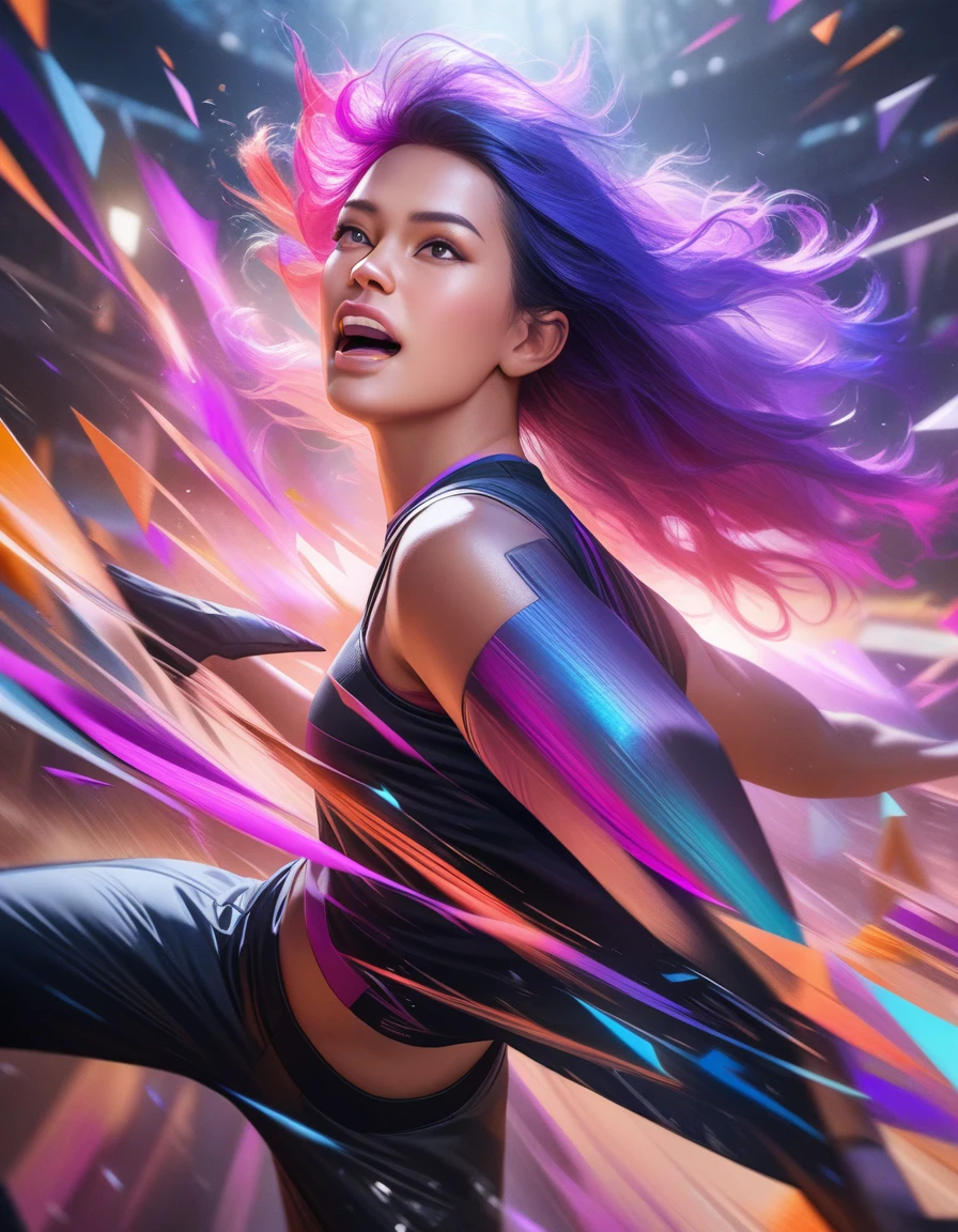 "(best quality,4k,8k,highres,masterpiece:1.2),ultra-detailed,(realistic,photorealistic,photo-realistic:1.37),vibrant colors,vector art,sport,athletes,energetic,motion lines,graphic style,futuristic feel,dynamic poses,bold compositions,speed lines,stylized figures,powerful movements,gradient effects,shadows and highlights,intricate details,geometric shapes,abstract elements,striking contrast,high impact,expressive facial expressions,fluid lines,expressive brushstrokes,eye-catching visuals,lively atmosphere,artistic interpretation,vivid hues,dynamic lighting"