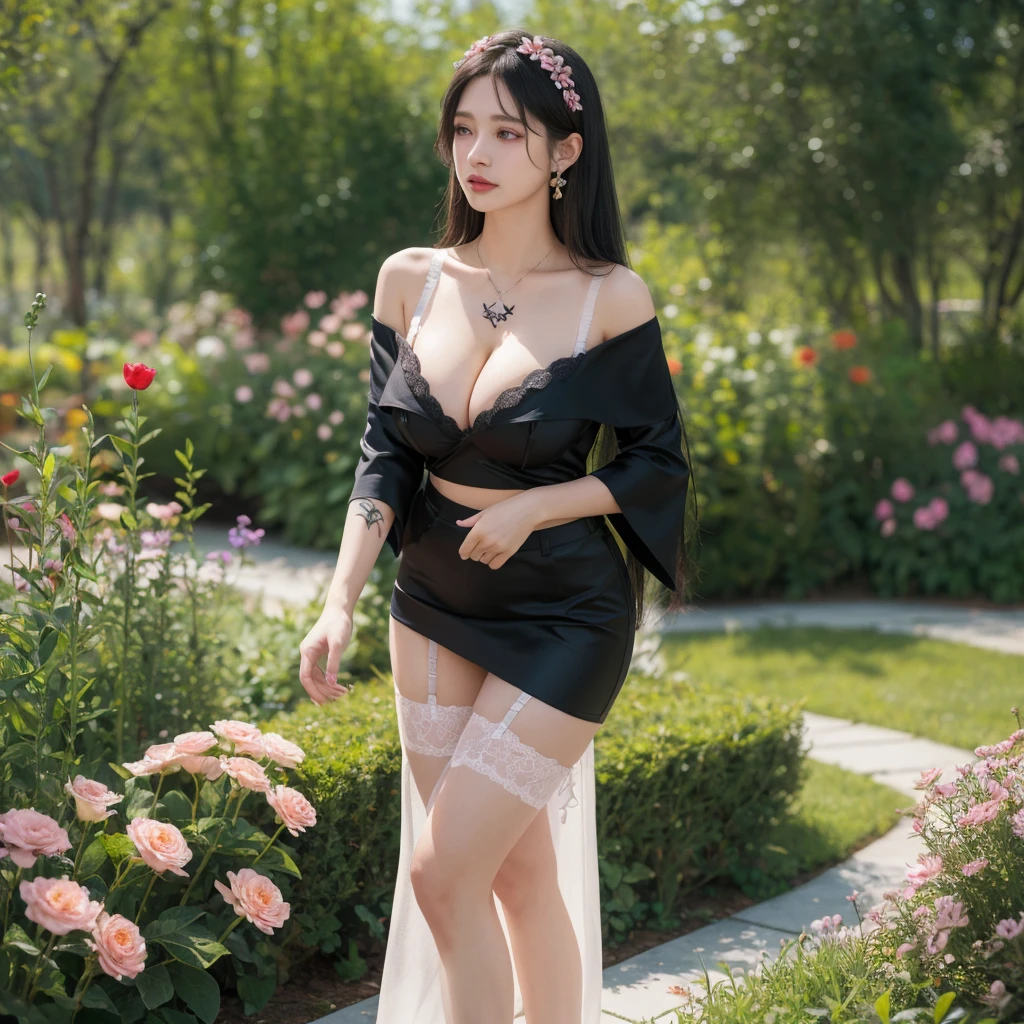 (best quality),(Highest image quality),(highres),original,(Extremely uniform picture),(highly detailed),(best illustration),(an extremely delicate and beautiful),(Pink eyes),(hair flower),high heelss,headband,{{lited_ by self}},{{lingerie shop}},indoor,{{2girls}},li,high heelss,nowing,hair flower,headband,masterpiece,best quality,official art,extremely detailed CG unity 8k wallpaper,long hair,((cleavage)),pink clothes,Small handbag,long eyelashes,(((silk stockings))),earring,((((Triangle underwear)))),((((gigantic breasts,garden)))),dress_lift,(((((Off shoulder tight fitting clothing))))),((((Off shoulder skirt)))),forehead,shed tears,(((crying))),Pink heart-shaped necklace,Diamond Earrings,(((Long eyelashes))),((Flower tattoo)),ahoge,(((straight_hair))),((Extremely long hair)),((Black hair))