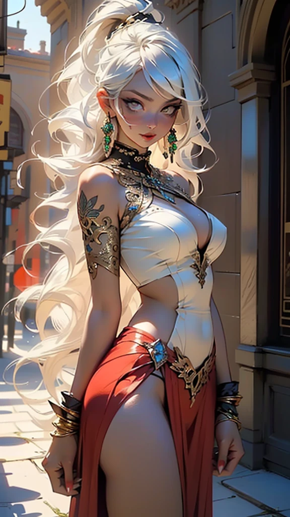 woman,1female,((milf,mom,mature,mature woman,45 years old female,adult)),(large breasts:1.5),saggy breasts,(((white hair:1.4,straight hair,long hair:1.4,colored inner hair))),((yellow_eyes:1.3)),intricate eyes,beautiful detailed eyes,symmetrical eyes,((((dark skin:1.4,lustrous skin:1.5,bright skin: 1.5,skin tanned,shiny skin,very shiny skin,shiny body,illuminated skin)))),(spider lower abdomen,narrow waist,wide hip,bimbo body,inflated legs,thick thighs,delicate detailed fingers),(((detailed face))),

cute,slutty,sensual,seductive look,seductive,((erotic)),opulent,sumptuous,longingly,((nsfw)),

queen,goddess,fantasy,(((ice jewelry,intricate necklace,christmas jewelry,detailed outfit))),cleavage,silver silk,((eyeshadow,elegant makeup,eyelid makeup,gold lips,gold lipstick)),zettai ryouiki,revealing clothing,show skin,cleavage,((underboob)),((arabian dress, arabian princess,arabian beauty,beautiful alluring,beautiful genie girl)),((intricate genie outfit)),arabian accessories,(arabian jewelry in her arms),earrings,(((pelvis curtain))),(loincloth),(((red dress))),((Transparent cloth:1.1)),(((intricate outfit,intricate clothes,embroidered outfit,ornate outfit,embroidered clothes,ornate clothes))),

(dynamic pose:1.0),embarrassed,(centered,scale to fit dimensions,Rule of thirds),

inside,indoor,((palace in Arabia, palace in Arabia background)),scenery:1.25,((intricate scenery)),

(Glossy winter ornaments),highres,sharp focus,(ultra detailed,extremely detailed),(photorealistic artwork:1.37),(extremely detailed CG unity 8k wallpaper),(((vibrant colors,vibrant theme))),(intricate),(masterpiece),(best quality),artistic photography,(photography taken by sldr),(intricate background),perfect rendered face,perfect face details,realistic face,photo realistic,((intricate detail)),(((realism))),
