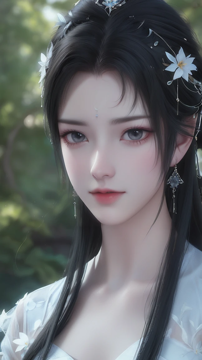 (best quality,ultra-detailed,photorealistic:1.37),vivid colors,studio lighting,beautiful detailed eyes,beautiful detailed lips,extremely detailed eyes and face,long eyelashes,portraits,black hair,confident expression,feminine,standing in a garden,soft sunlight, scenery,flower blossoms,peaceful atmosphere,artistic touch,textured brushstrokes,subtle color variations,brilliant white highlights,delicate movements,graceful pose,slight breeze,rustling leaves,sophisticated style,professional artwork,female beauty.
