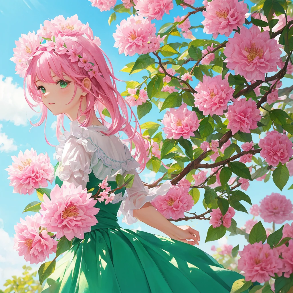 arafed pink flower with green leaves on a branch, a pastel by Juan Carlos Stekelman, flickr, rasquache, beautiful flower, beautiful!!!!!!!!!, beautiful nature, pink flower, staggering in its beauty, beautiful gorgeous, beautiful!!!!!!!!!!!!, gorgeous beautiful, bottlebrush, pink and green, incredibly beautiful, very beautiful, long spiky pink hair
