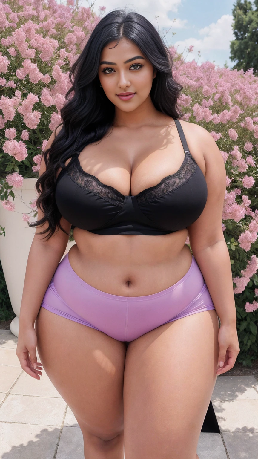 ,beach,snow,Plus size bbw indonesian ,chubby face, big ,(( high waist black-purple underwears)), style bra, cool temperatures color