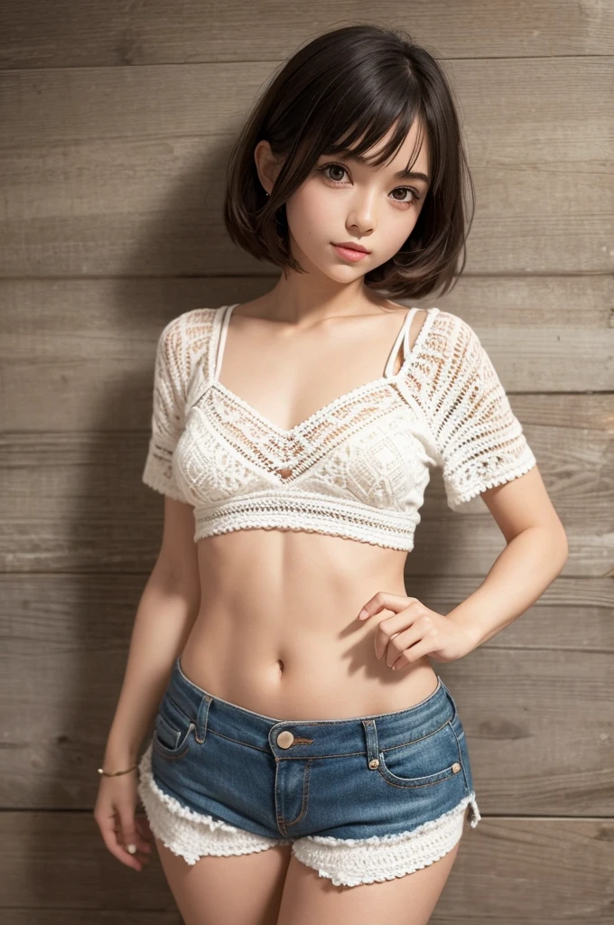 Make a girl with short crochet shorts