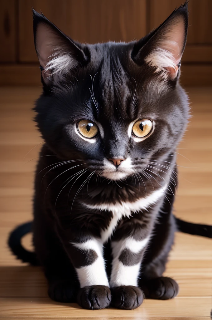 Make 10 images of a cat with a Darth Vader helmet