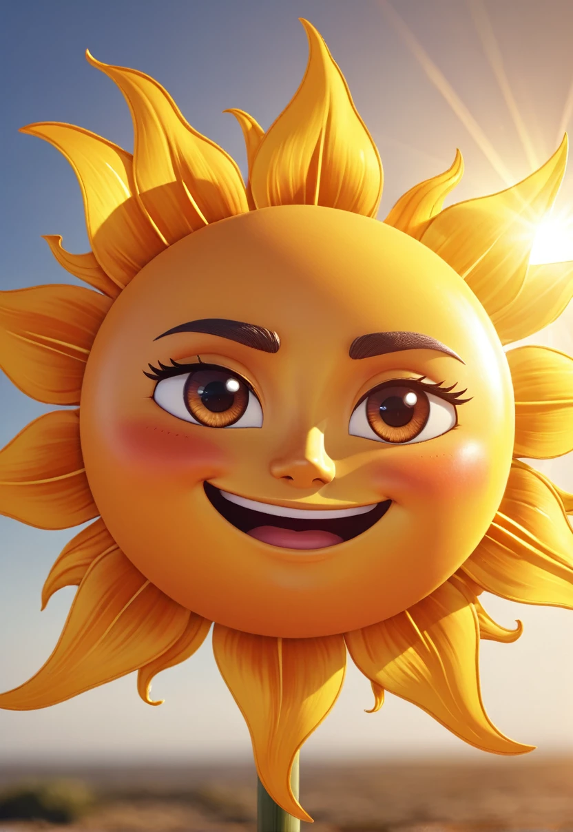 The sun as an animated character, with a face and personality.
