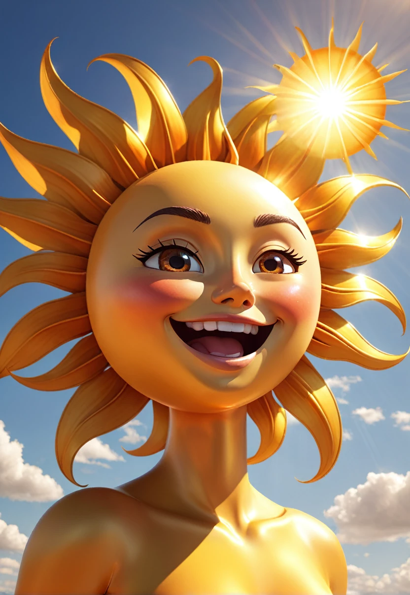 The sun as an animated character, with a face and personality.
