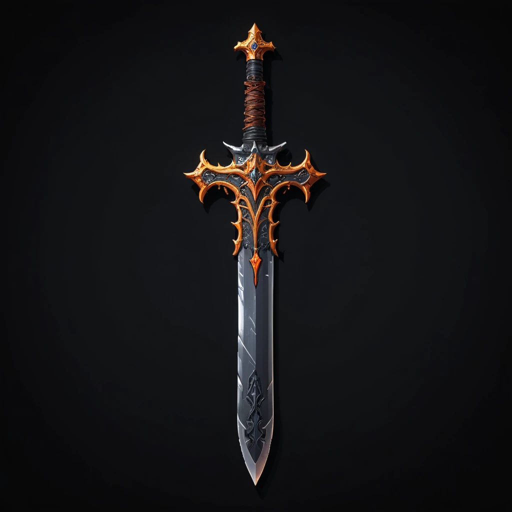 pixel art, simple black background, game icon, rusted bastard sword,