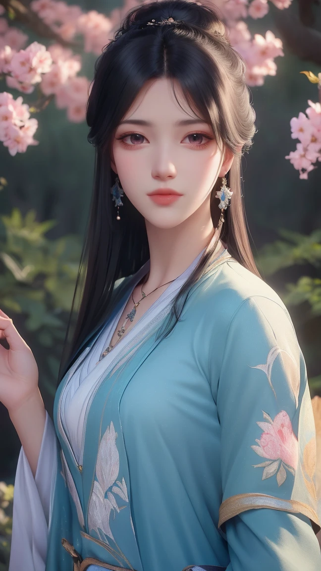 (best quality,ultra-detailed,photorealistic:1.37),vivid colors,studio lighting,beautiful detailed eyes,beautiful detailed lips,extremely detailed eyes and face,long eyelashes,portraits,black hair,confident expression,feminine,standing in a garden,soft sunlight, scenery,flower blossoms,peaceful atmosphere,artistic touch,textured brushstrokes,subtle color variations,brilliant white highlights,delicate movements,graceful pose,slight breeze,rustling leaves,sophisticated style,professional artwork,female beauty.