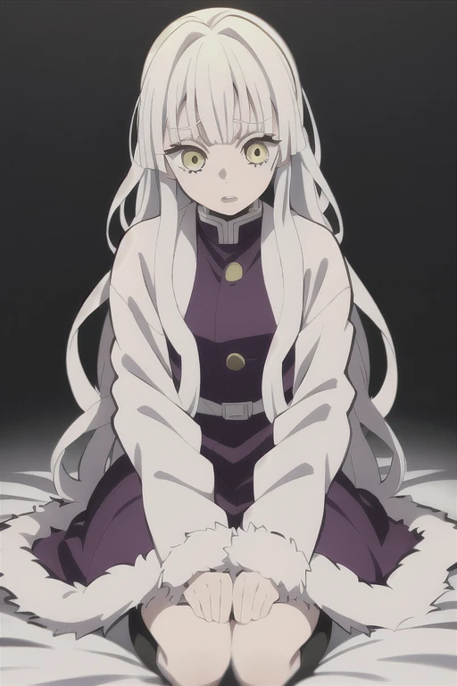 kimetsu no yaiba style, tomioka giyuu of demon slayer and a girl with white long hair
