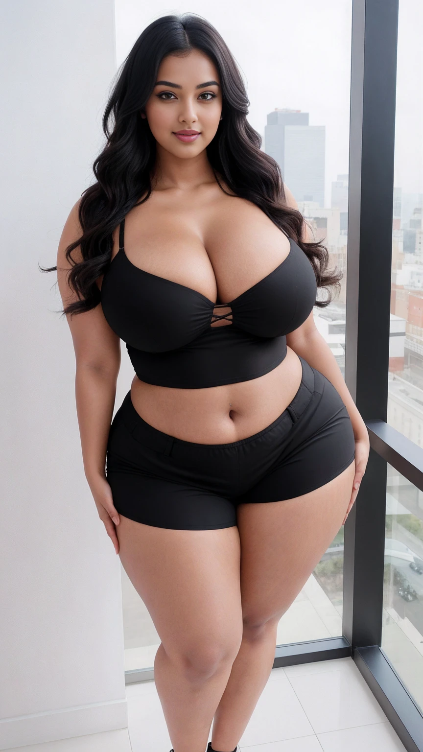 Gorgeous Indian girl, curvy girl, chubby, nude, front focus, beautiful, ((dark red lipstick)), ((earrings)), looking at viewer, outside, (((in the room))), in the house, beautiful sexy body, large breasts, big waist, thick thighs, alluring body, ((good proportion)), seducing, realistic room background, sexy pose, chubby girl, front focus, closeup,