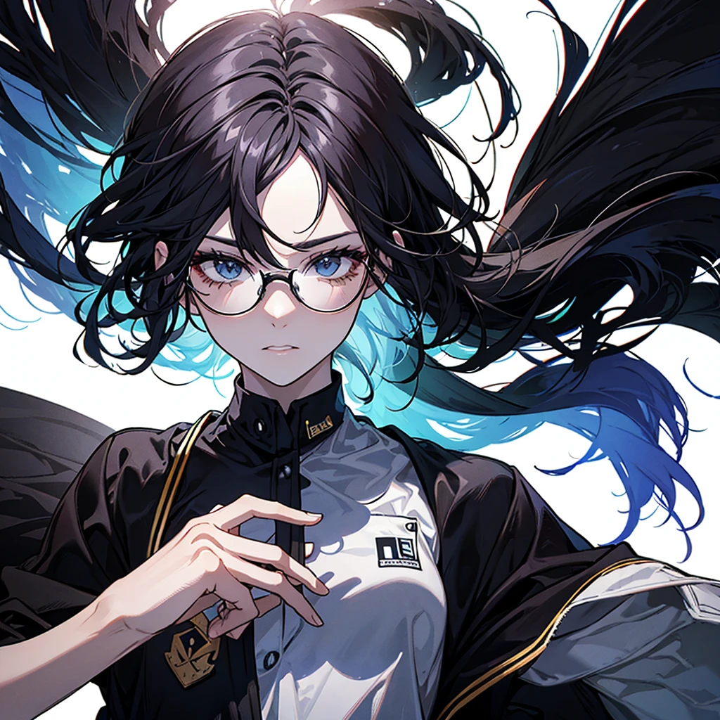 pixel logo playing game black hair glasses nice and crispy