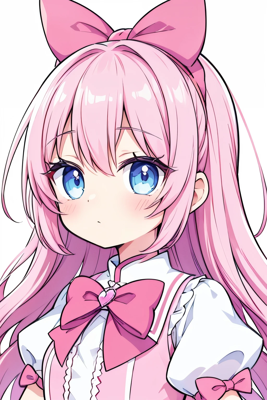 Pink Hair、Anime girl with a bow, Kawaii, Gu Weiss, Portrait of a magical girl, Lovely characters, Lovely art style, Anime cute art style, Maple Story Character Art, Lovely portrait, Cute anime girl portrait, Small person images, artwork in the style of Gu Weiss, Anime Loli
