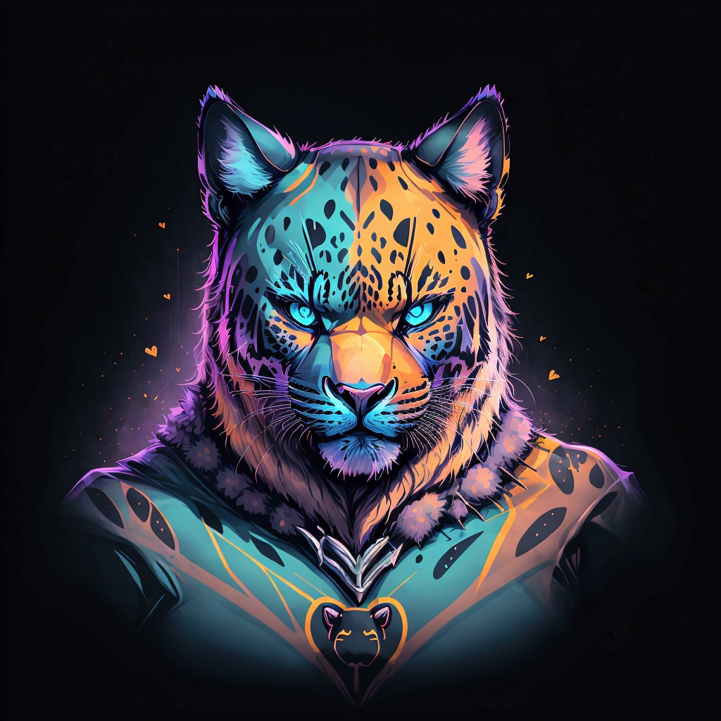 work of art, best qualityer, very detailled, extremely detaild, colorful panther head, gentle smiley face, big gorgeous eyes, no back ground