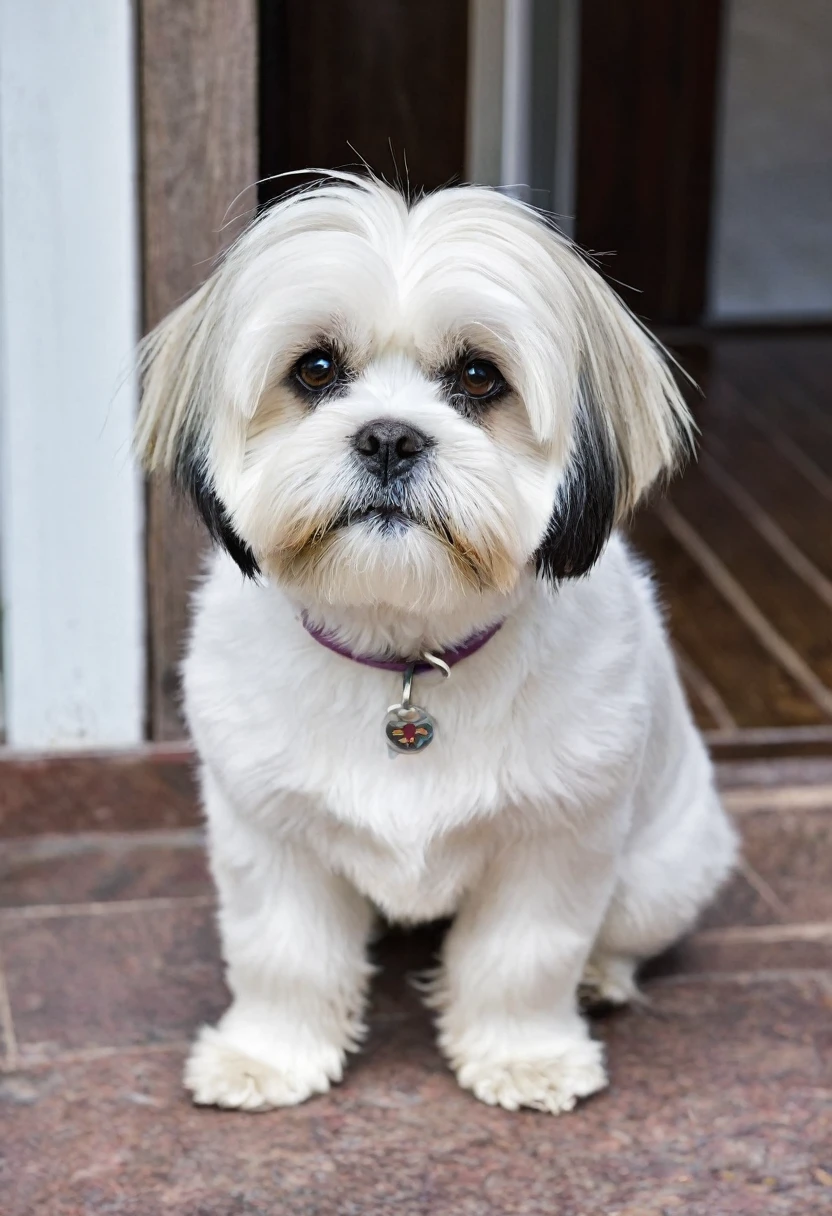 white, short-haired lhasa apso