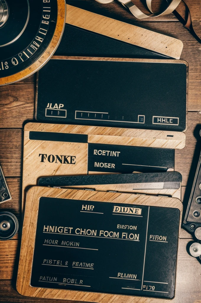 A clapperboard and a film reels surrounding earth