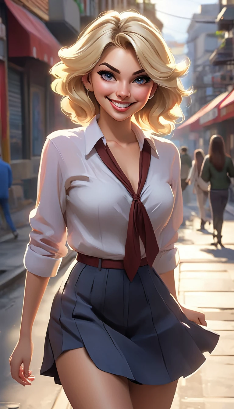 official arts, 8k unity wallpaper, ultra detailed, beautiful and aesthetically pleasing, masterpiece, best quality ,female, 2 women, Mother and daughter, 30 year old woman Lewd busty wealthy milf brown hair dressed in coguar outfits that attract the attention of excited 18-year-olds with a mischievous smile, rebellious blonde 18-year-old daughter dressed in modern clothes that a pissed off but excited street prostitute could wear with airs of superiority