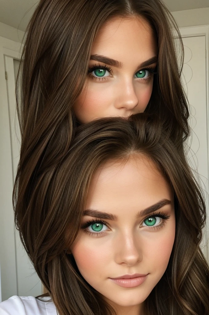 Princess brown hair and green eyes