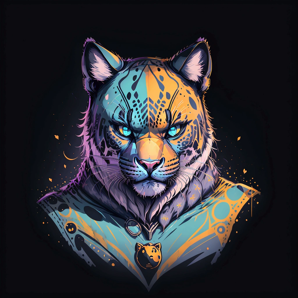 work of art, best qualityer, very detailled, extremely detaild, colorful panther head, gentle smiley face, big gorgeous eyes, White background