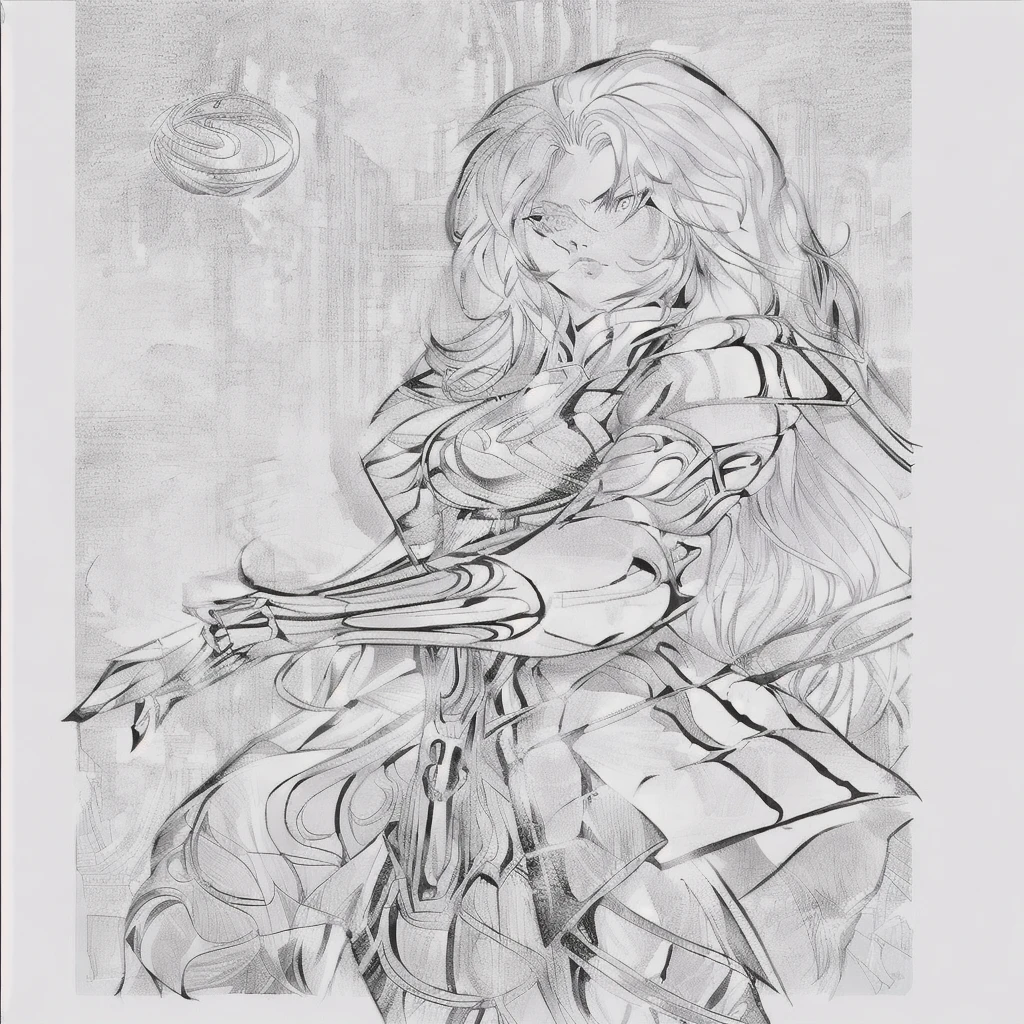 a drawing of a woman with a futuristic outfit and a gun, girl in knight armor, perfect line art, extremely thin ink lineart, lineart behance hd, fantasy paladin woman, beautiful line art, bold lineart, female paladin photo, intense line art, lineart limpo, female rider, complex fantasy character, female paladin portrait