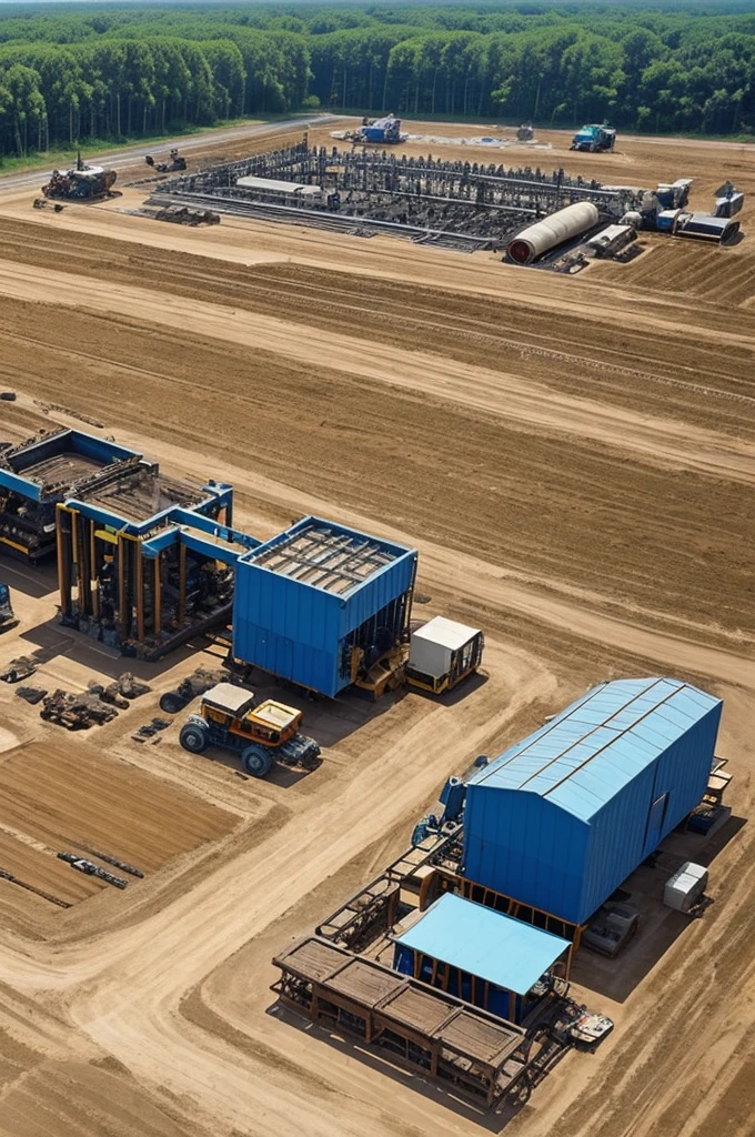 Make a machinery place, a large enough piece of land and several winged construction machines, make a type of space to fix the machines and sell extra machinery things., with FML name
