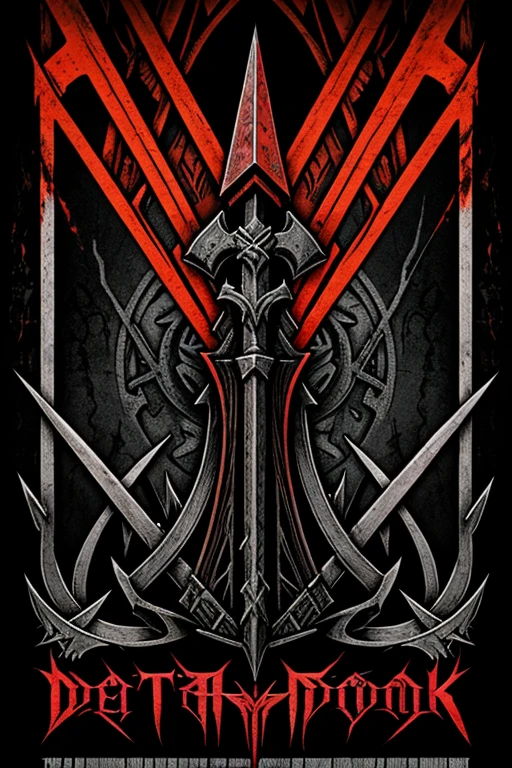 Flayer Deathmetal with death concepts blood music red gray black stick pink orange