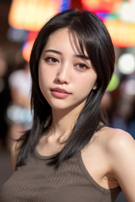 black hair, hair bobbles, wince, longeyelashes, solid circle eyes, fake animal ears, light smile, ear blush, fang, Surrealism, drop shadow, anaglyph, stereogram, tachi-e, pov, atmospheric perspective, 8k, super detail, ccurate, best quality