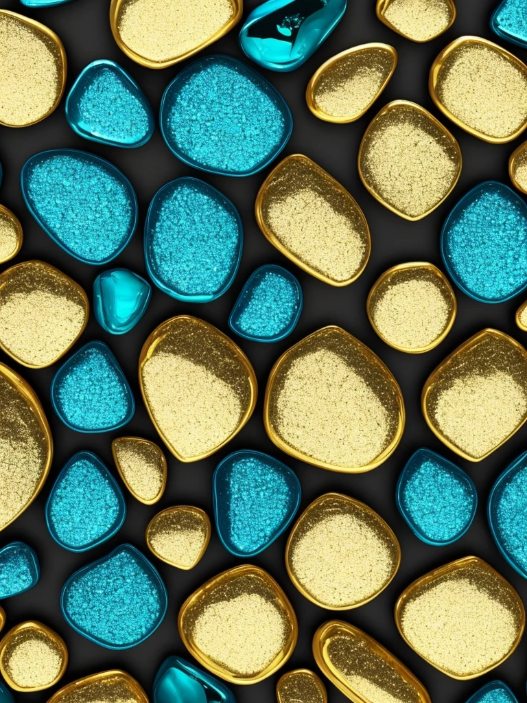 a close up of a bunch of blue and gold rocks, abstract 3 d artwork, gold black and aqua colors, gold and blue, colors with gold and dark blue, by Mario Dubsky, amazing detail digital art, golden organic structures, phone wallpaper hd, great digital art with details, gold and teal color scheme, stunning screensaver, stone and glass and gold