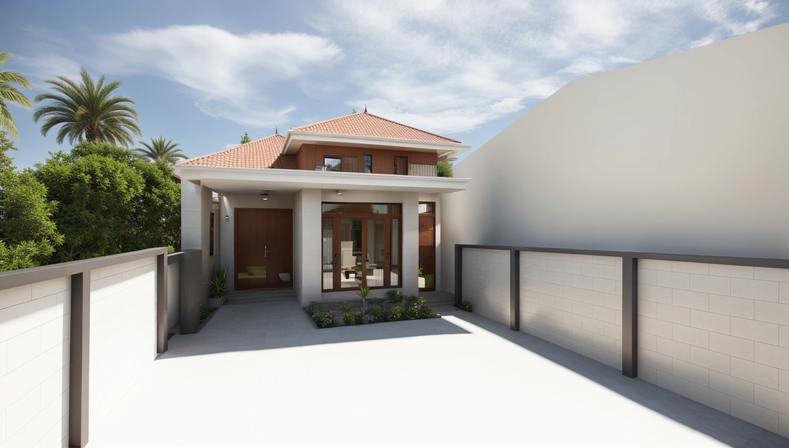 modern house design with tile roof