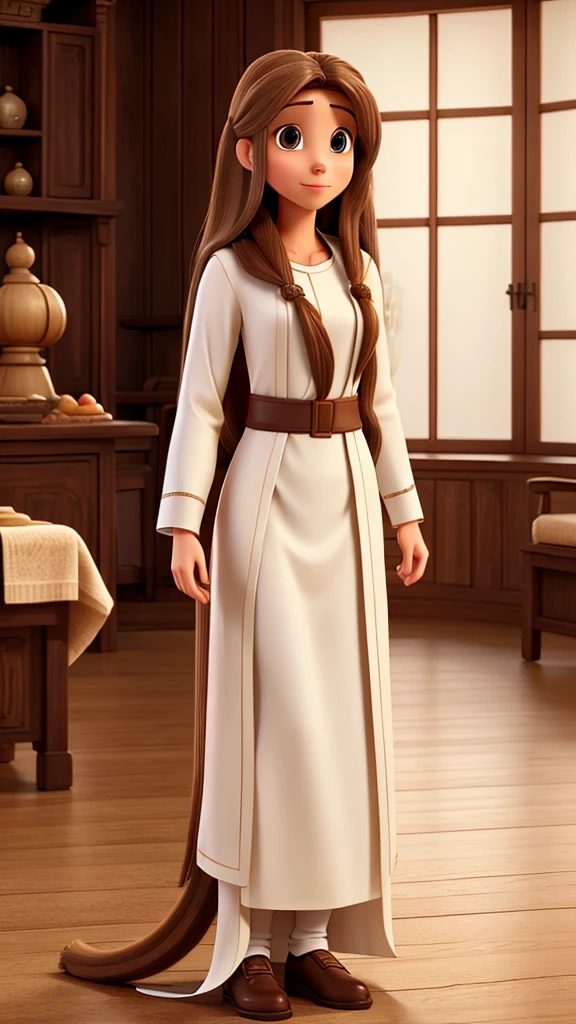 Best quality, masterpiece, upper body, woman, bronze braided brown hair, blue eyes, low neckline dress 1920's