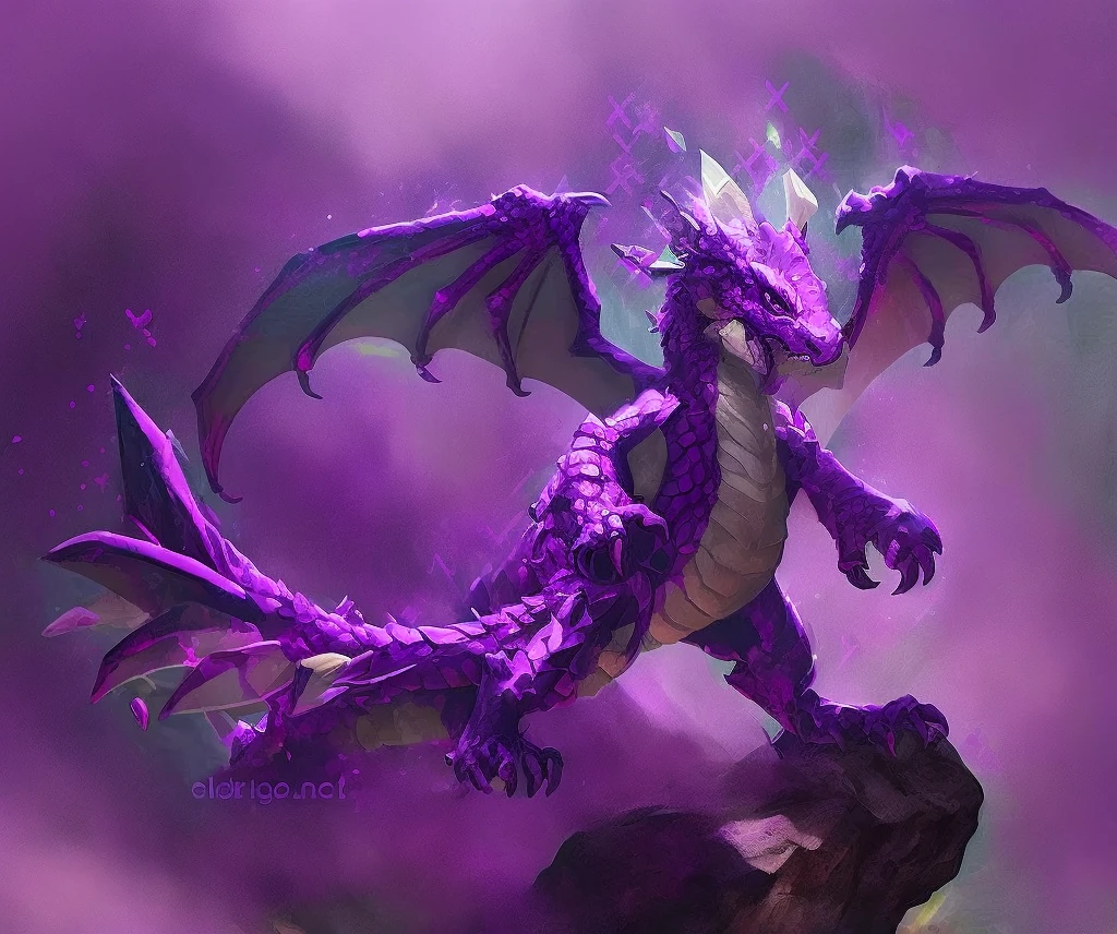 purple dragon, baby dragon, vibrant purple scales, a pair of open wings, no horns rpg, dungeons & dragons,white backgrond, concept art