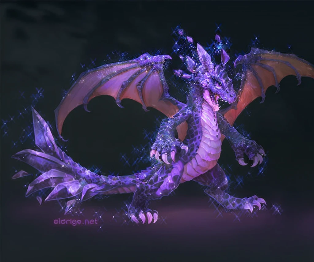 purple dragon, dragon, vibrant purple scales, a pair of open wings, no horns rpg, dungeons & dragons,white backgrond, concept art
