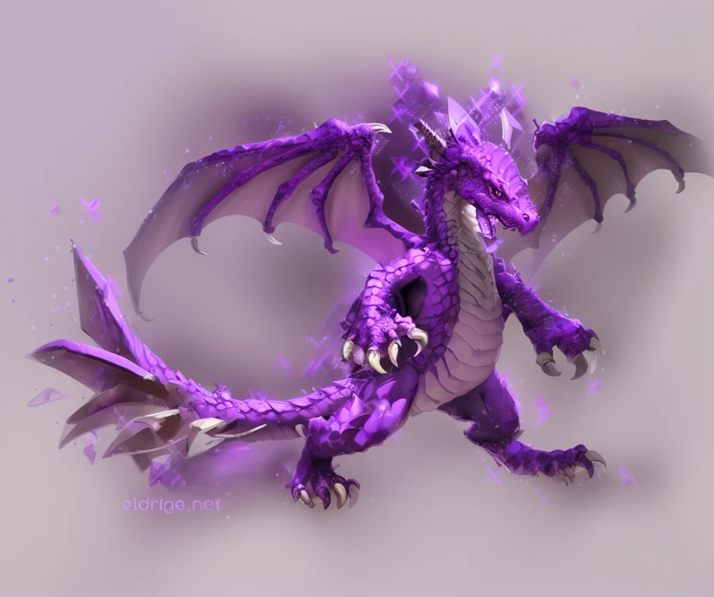 purple dragon, baby dragon, vibrant purple scales, a pair of open wings, no horns rpg, dungeons & dragons,white backgrond, concept art