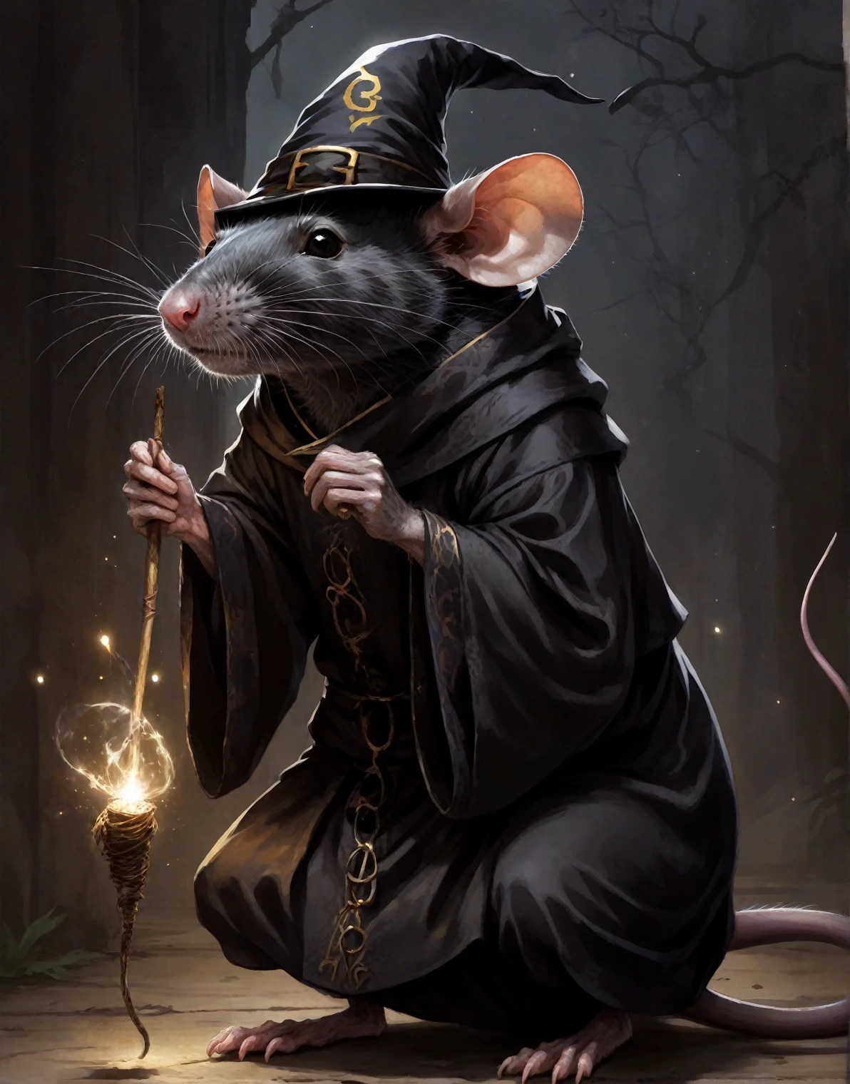 a wizard black rat, ((dark anime art)), glad