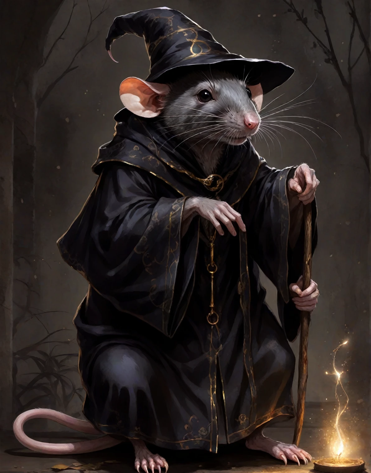 a wizard black rat, ((dark anime art)), glad