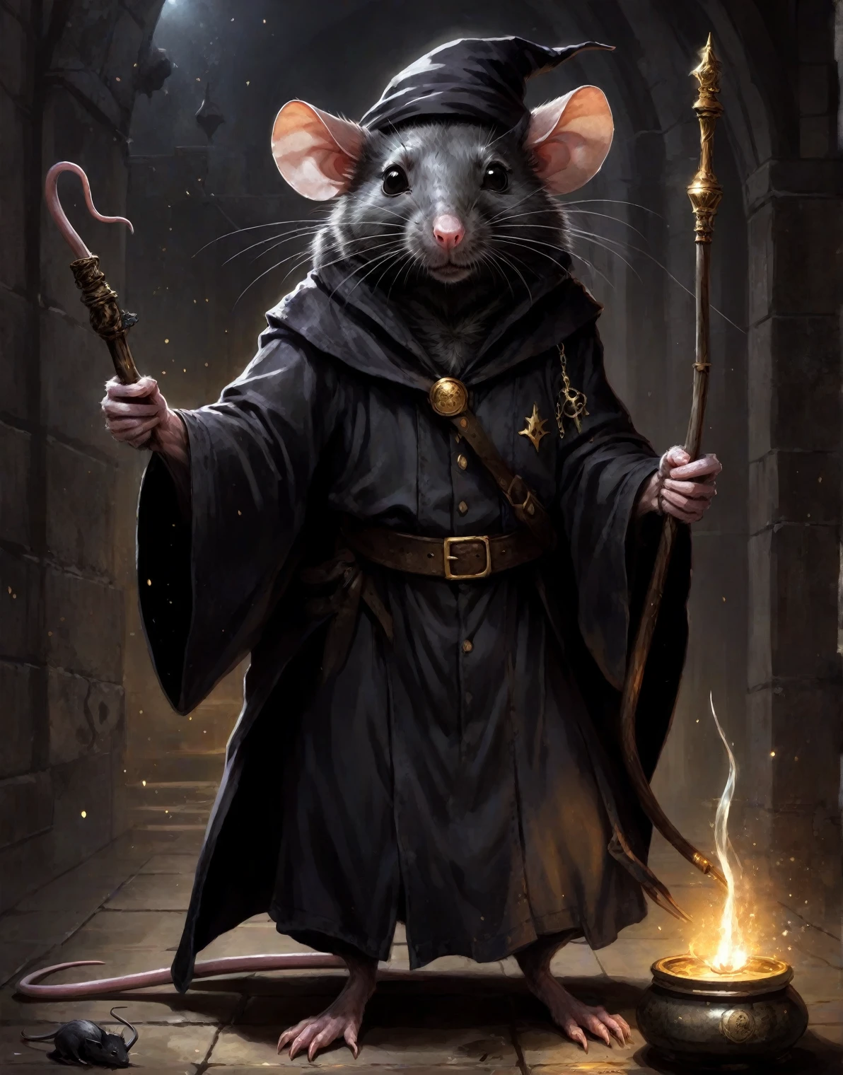 a wizard black rat, ((dark anime art)), glad