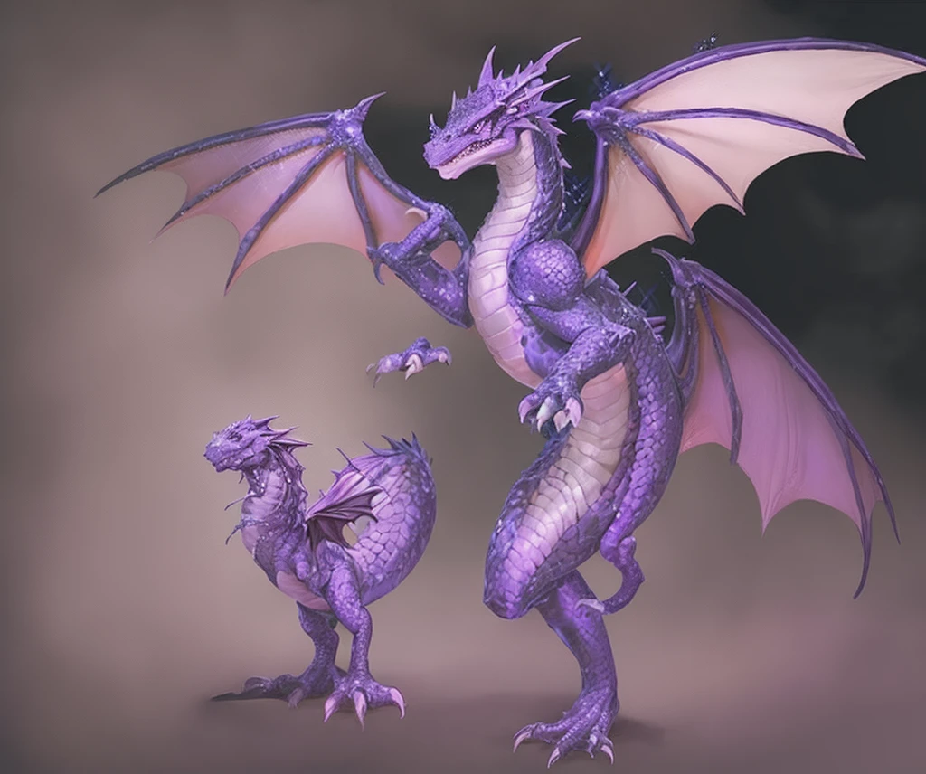 purple dragon, baby dragon, vibrant purple scales, a pair of open wings, no horns rpg, dungeons & dragons,white backgrond, concept art