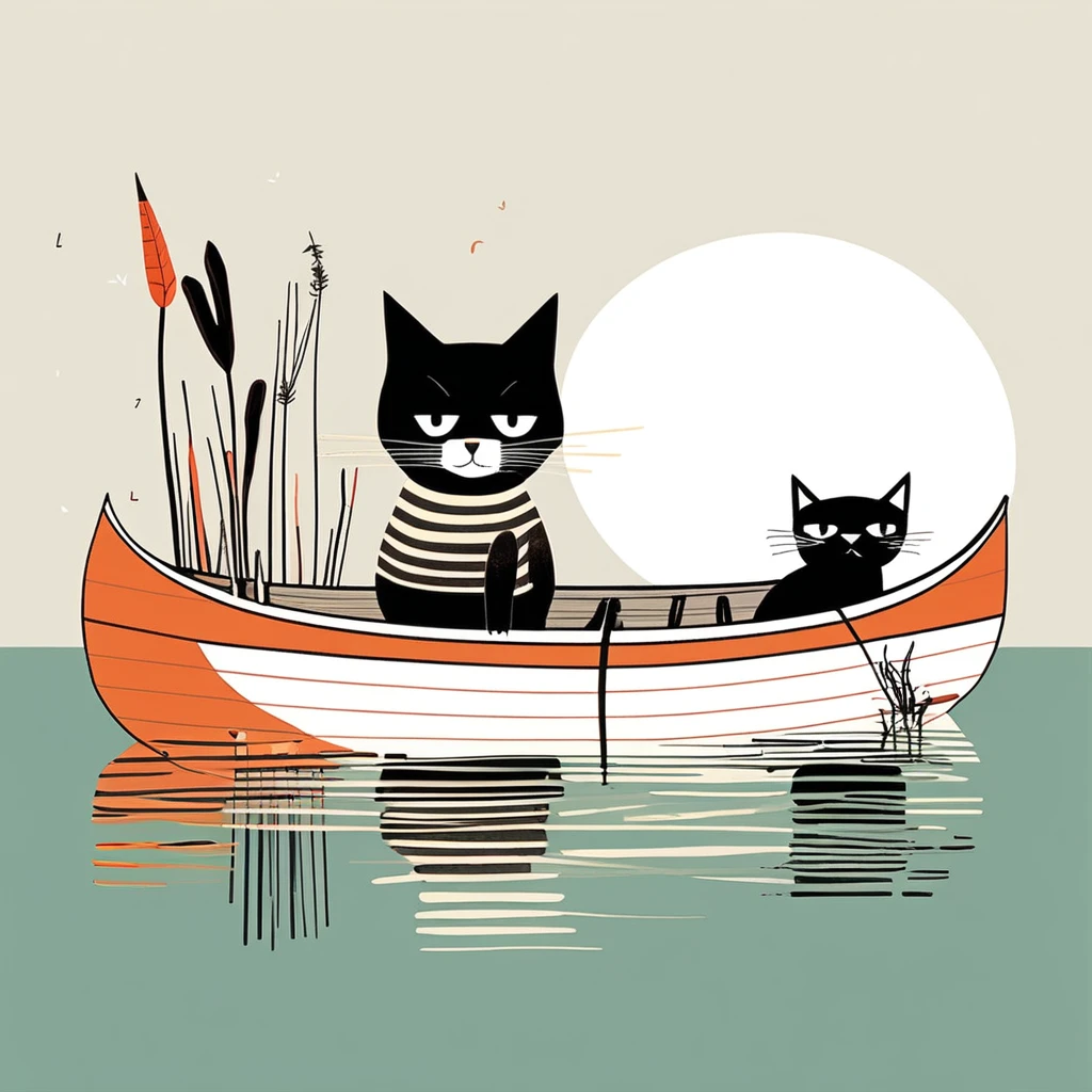 cat-like , sweet,art by Sophie Roach , art by Jon Klassen , art by Michael Cho , art by Sophie Roach、sunglasses,campimg,smoking,,canoe